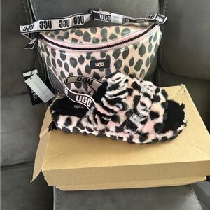 UGG womenPink and Black Leopard Print Bag and Sandals